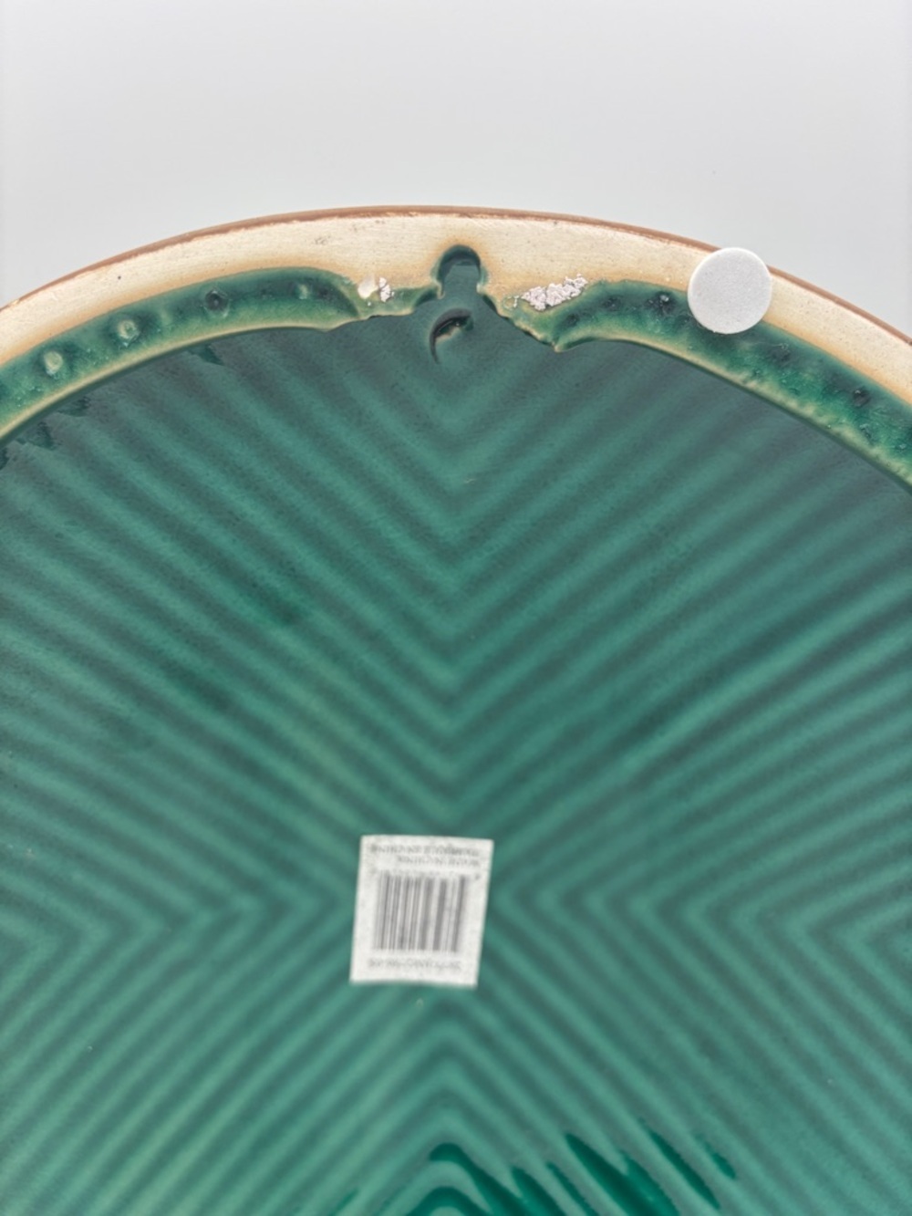 Green Textured Ceramic Decorative Plate Wall Decor Boho Modern Rustic Farmhouse - Picture 4 of 12